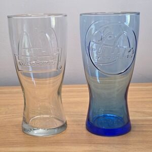2 McDonald's Collector Glasses 1992 and 1961 Clear Blue‎ Vintage Collectible